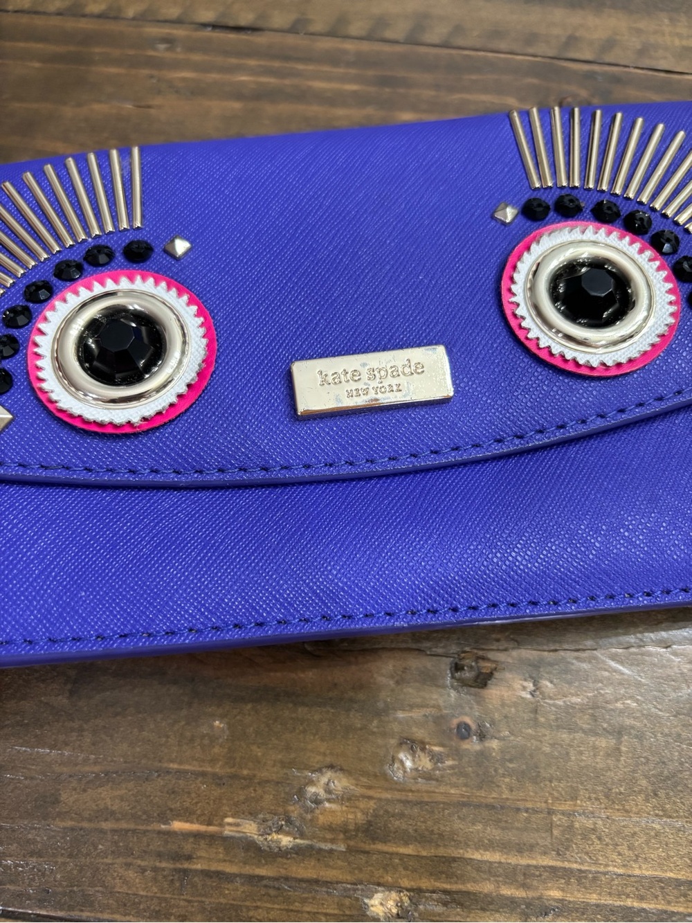 Kate Spade Liana Monster Purple Leather Wallet - Picture 11 of 13